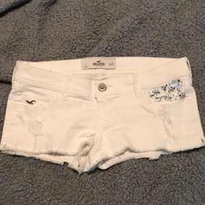 Y2K Hollister White embellished denim shorts